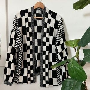 Checkered cardigan sweater